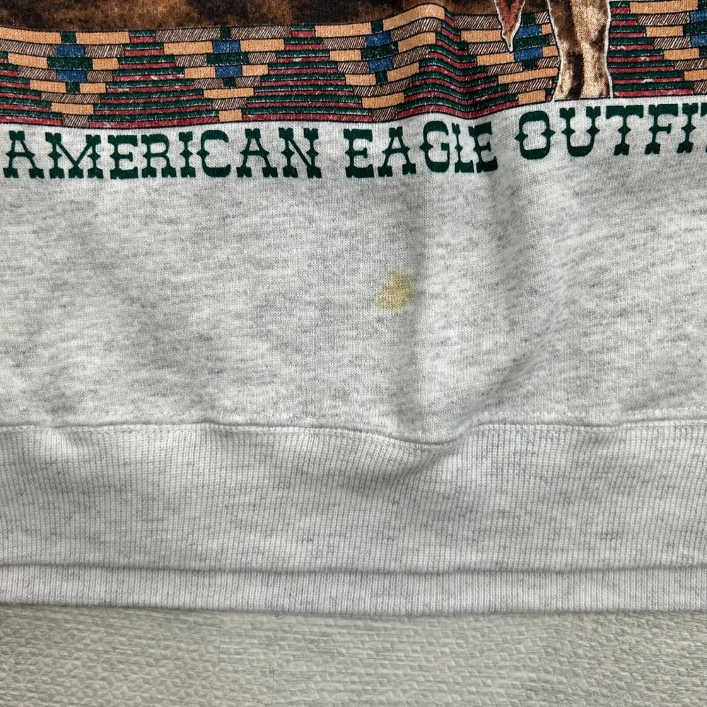 Vintage 90s American Eagle Native American Sweatshirt Size Medium Gray Nature - Picture 5 of 8